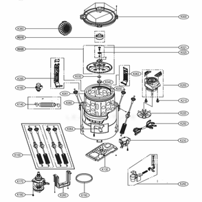 Tub Assembly Diagram and Parts List for WT901CF ASFETUS LG Washer
