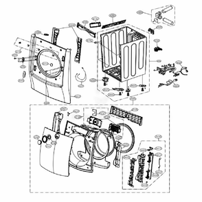 Cabinet And Door Assembly: Gas Type Dial Diagram and Parts List for DLGX9501K ABSEEUS LG Dryer