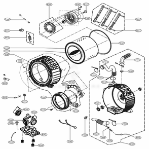 Drum And Tub Assembly Diagram and Parts List for WM3270CW ABWETUS LG Washer