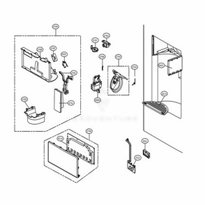 Dispenser Parts Diagram and Parts List for 71073 ASTCSE4 LG Refrigerator