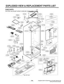 Case Parts Diagram and Parts List for LFCS27596S ASTCNA8 LG Refrigerator
