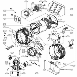 Drum And Tub Assembly Diagram and Parts List for WM8100HVA ASSEEUS LG Washer