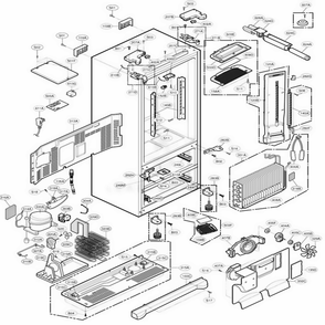 Case Parts Diagram and Parts List for 78783 AST2SEF LG Refrigerator
