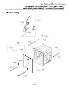 Tub Assembly Diagram and Parts List for DUA513FT ASTESNA LG Dishwasher