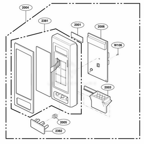 Control Panel Parts Diagram and Parts List for HMB406 CBKEBSU LG Wall Oven