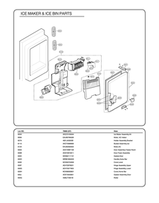 Ice Maker And Ice Bin Parts Diagram and Parts List for GR-L318LSZM ASTCSE0 LG Refrigerator