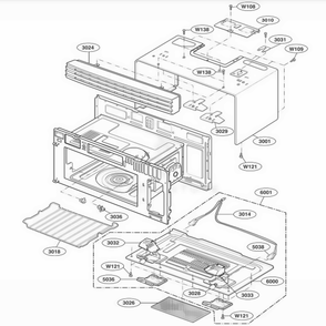 Oven Cavity Parts Diagram and Parts List for MV1725B AB1EGSE LG Range