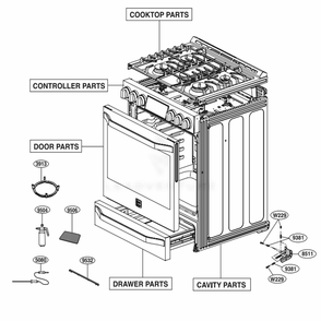 Main Diagram and Parts List for LSSG3017ST AS6ESTD LG Range