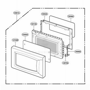 Door Parts Diagram and Parts List for MS72NA HMWEGSS LG Range
