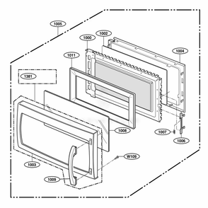 Door Parts Diagram and Parts List for 63652 AW1ESEA LG Range