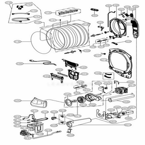 Drum And Motor Assembly: Gas Type Diagram and Parts List for DLGX7801WE ABWEEUS LG Dryer
