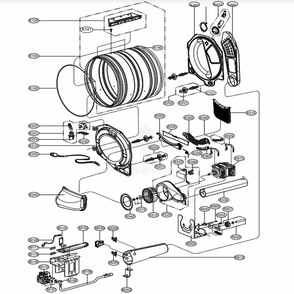 Drum And Motor Assembly: Gas Type Diagram and Parts List for 91582 ABWESEU LG Dryer