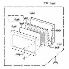 Door Parts Diagram and Parts List for JMC9158AAB ABKEJEN LG Wall Oven