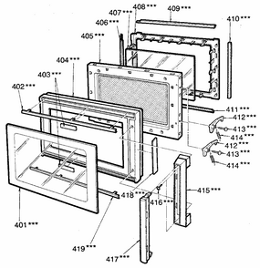 Door Diagram and Parts List for 7218924680  Kenmore Microwave