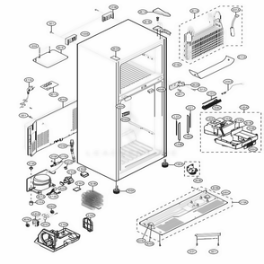 Case Parts Diagram and Parts List for LTCS24223B AWBCNA0 LG Refrigerator
