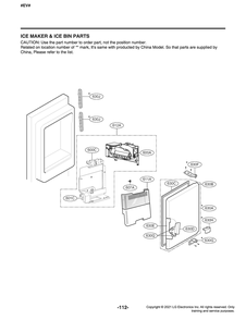Ice Maker And Ice Bin Parts Diagram and Parts List for GR-X28ANKXM ASBCNA4 LG Refrigerator