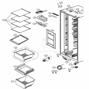 Refrigerator Compartment Diagram and Parts List for 51832 ASWCSE0 LG Refrigerator