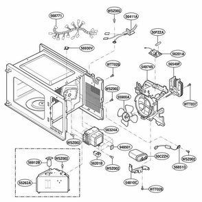 Interior Parts Diagram and Parts List for 767 BKESEC LG Wall Oven