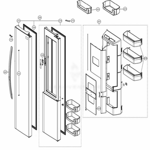 Refrigerator Door Diagram and Parts List for 51832 ASWCSE1 LG Refrigerator