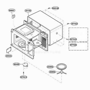 Oven Cavity Parts Diagram and Parts List for JES638WF KWHEGEU LG Range