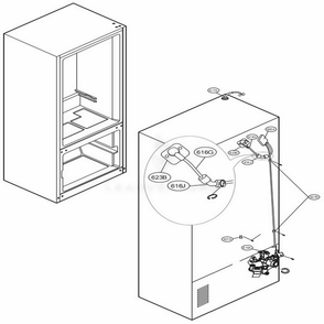 Valve And Water Tube Parts Diagram and Parts List for LSFS213ST ASTCNA4 LG Refrigerator