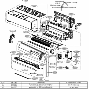 Main Diagram and Parts List for ARNU123SJR4 ANCBLUS LG Air Conditioner