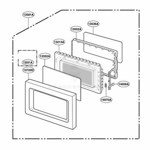 Door Parts Diagram and Parts List for JES1656WH CWHEGEU LG Range