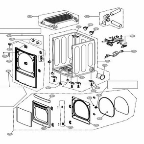 Cabinet And Door Assembly Diagram and Parts List for DLG5071W ABWEEUS LG Dryer