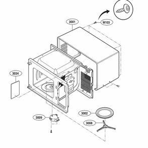 Oven Cavity Parts Diagram and Parts List for LCRT2010ST CSBETAR LG Microwave