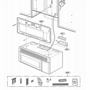 Installation Parts Diagram and Parts List for JVM1542BF ABKEGEU LG Wall Oven