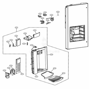 Dispenser Parts Diagram and Parts List for LMX21986ST ASTCNA3 LG Refrigerator