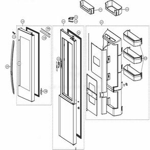 Refrigerator Door Diagram and Parts List for LSXS26396S ASTCNA4 LG Refrigerator