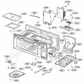 Interior Parts 1 Diagram and Parts List for 63763 ASBESEA LG Range