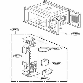 Latch Board Parts Diagram and Parts List for JE1340WB MWEGEU LG Range