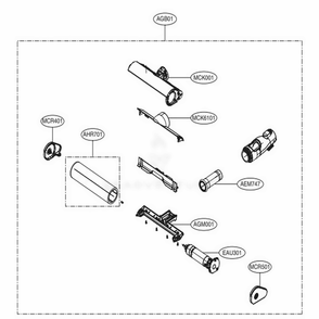 Flufy Nozzle Assembly Diagram and Parts List for A908VMR DVWELGA LG Upright Vacuum