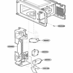 Latch Board Part Diagram and Parts List for 87330 CWHESEC LG Range
