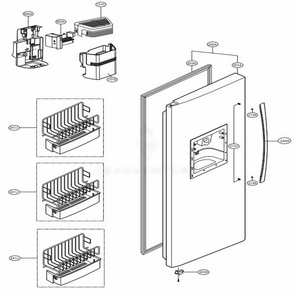 Freezer Door Part Diagram and Parts List for 51099 AWBCSE0 LG Refrigerator
