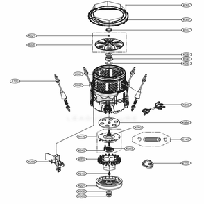 Tub Assembly Diagram and Parts List for WT1501CW ABWETUS LG Washer
