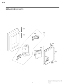 Ice Maker And Bin Parts Diagram and Parts List for GM-L258NKXM ASBCNA1 LG Refrigerator