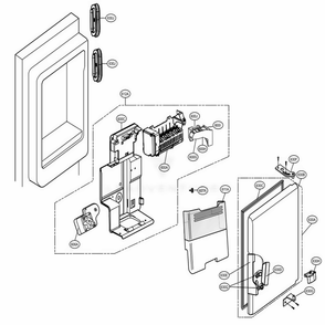 Ice Maker And Ice Bin Parts Diagram and Parts List for 74073 ASTCSE0 LG Refrigerator