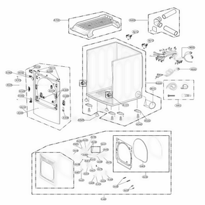 Cabinet And Door Assembly: Gas Type Diagram and Parts List for DLG7061WE ABWEEUS LG Dryer