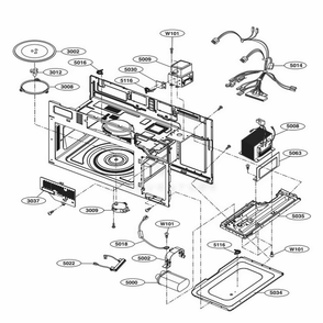 Interior Parts 1 Diagram and Parts List for LMV1762SB CBKELGA LG Microwave
