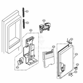 Ice Maker And Ice Bin Parts Diagram and Parts List for LFXS24623D ASBCNA1 LG Refrigerator
