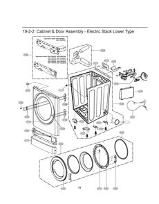 Cabinet And Door Assembly Diagram and Parts List for RV1329AD1P ABWEELC LG Dryer
