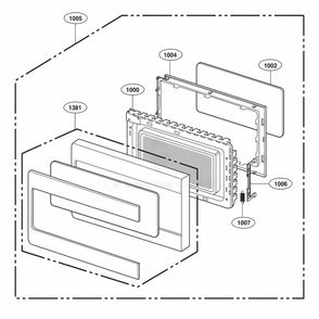 Door Parts Diagram and Parts List for LCRT2010ST CS1EBBY LG Microwave