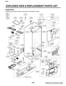 Case Parts Diagram and Parts List for LFXS26596D ASBCNAA LG Refrigerator