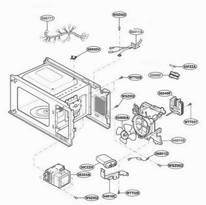 Interior Parts 1 Diagram and Parts List for MAB745W01 CW3EBBY LG Microwave