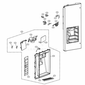 Dispenser Parts Diagram and Parts List for LMXS30776D ASBCNA4 LG Refrigerator