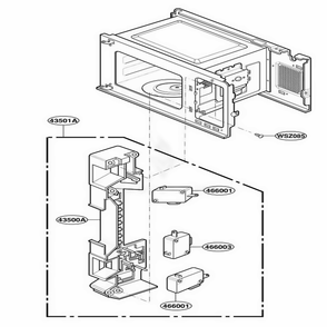 Latch Board Parts Diagram and Parts List for JE1340BC ABKEGEU LG Microwave