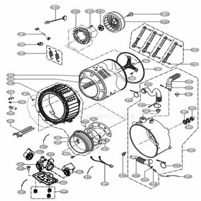 Drum And Tub Assembly Diagram and Parts List for GCWL1069CS1 ABWEELC LG Washer